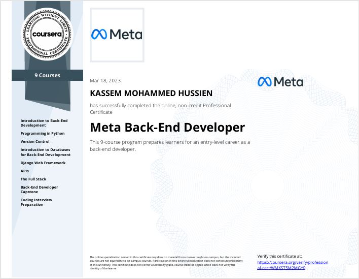 Meta Backend Certificate